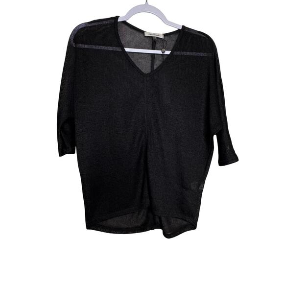 Laila Jayde V-Neck 3/4 Sleeve Sheer Top Women Size Small Black NWT Pullover - Picture 2 of 7
